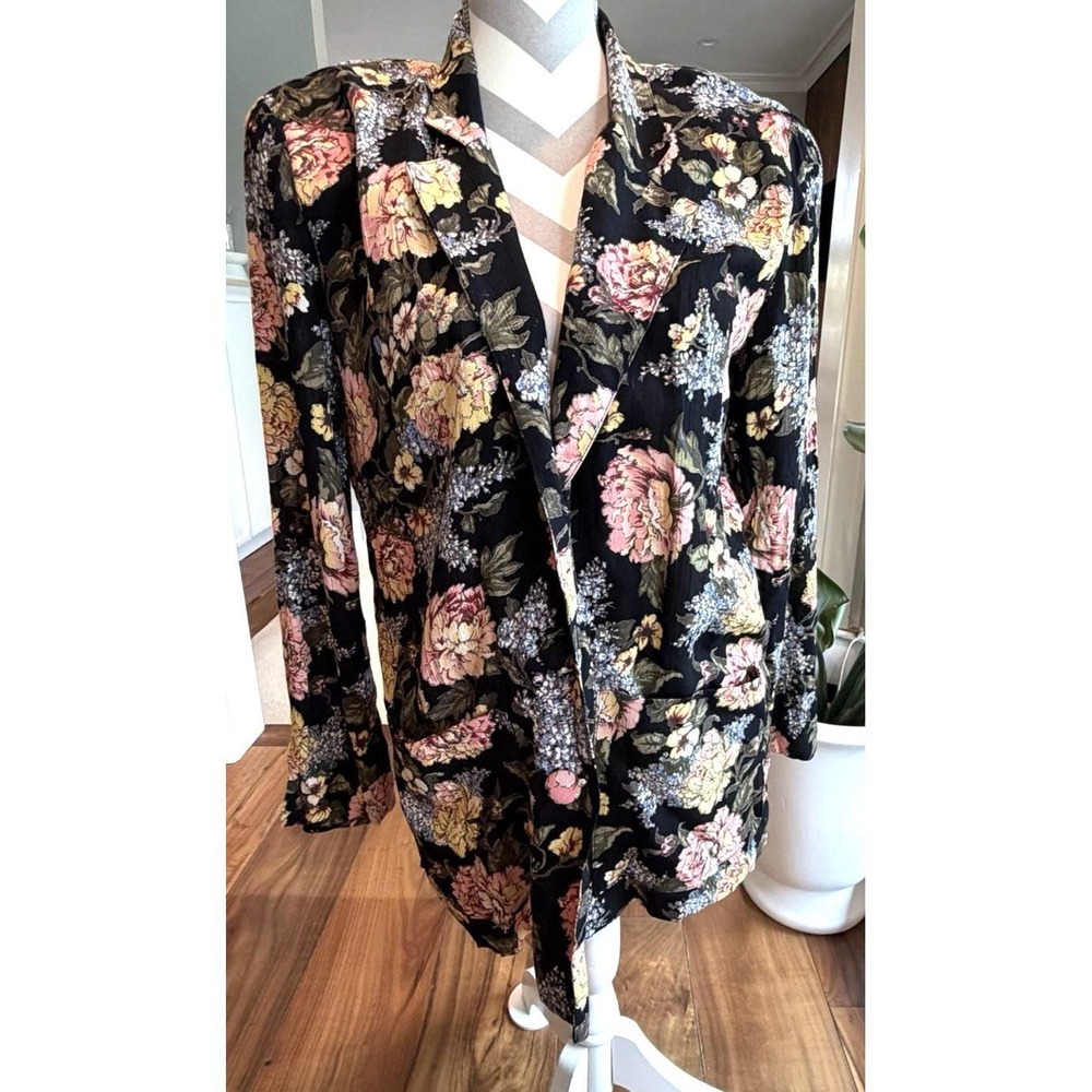 Vintage Carole Little Petites Sz 6 Floral Blazer Cottagecore Grandmacore